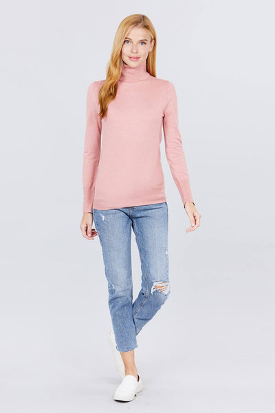 Long Sleeve With Metal Button Detail Turtle Neck Viscose Sweater - Deals Kiosk