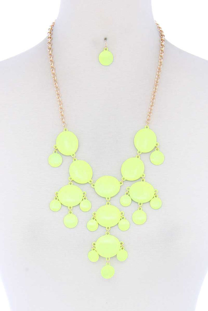 Brushed Oval Shape Dangle Metal Necklace - Deals Kiosk