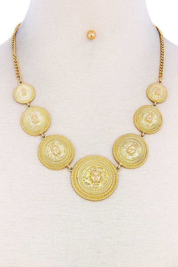 Lion Head Circle Linked Necklace - Deals Kiosk