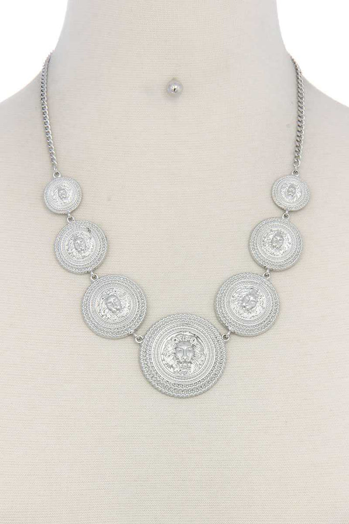 Lion Head Circle Linked Necklace - Deals Kiosk