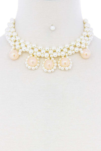 Chunky Rose Pearl Deco Choker Necklace - Deals Kiosk