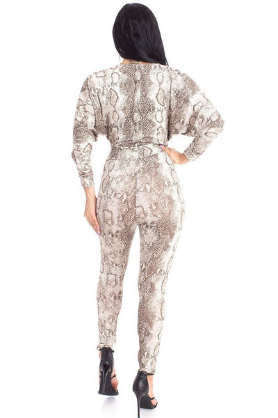 Animal Print Dolman Sleeve Jumpsuits - Deals Kiosk