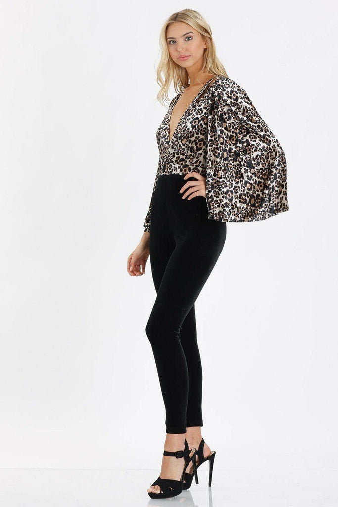 Leopard Print  V-neck Jumpsuits - Deals Kiosk