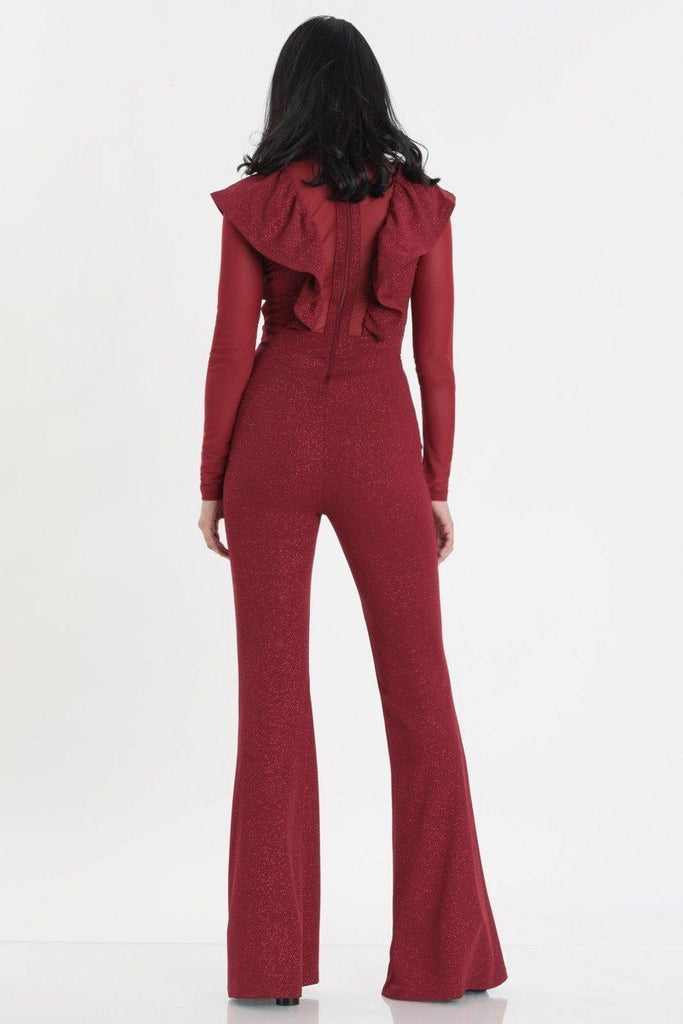 Glittered Stretch Crepe Solid Jumpsuits - Deals Kiosk
