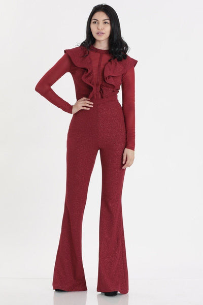 Glittered Stretch Crepe Solid Jumpsuits - Deals Kiosk