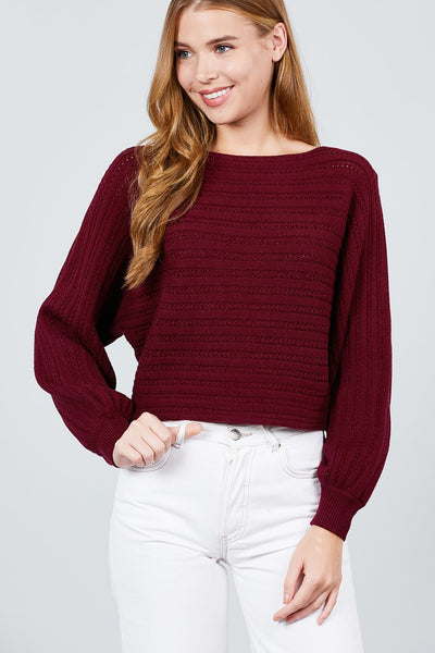 Dolman Sleeve Boat Neck Sweater - Deals Kiosk