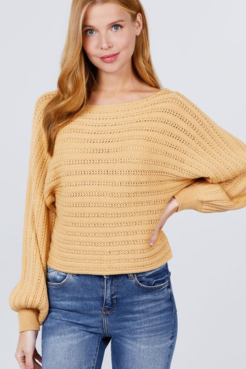 Dolman Sleeve Boat Neck Sweater - Deals Kiosk