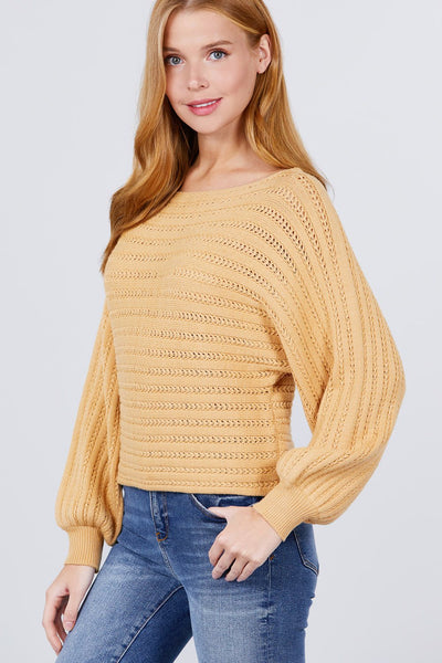 Dolman Sleeve Boat Neck Sweater - Deals Kiosk