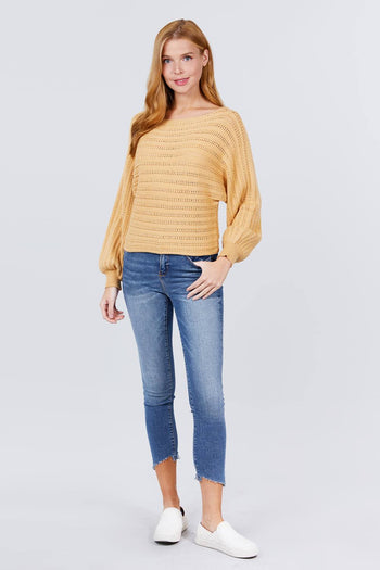 Dolman Sleeve Boat Neck Sweater - Deals Kiosk