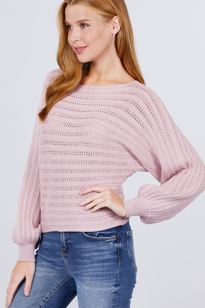 Dolman Sleeve Boat Neck Sweater - Deals Kiosk