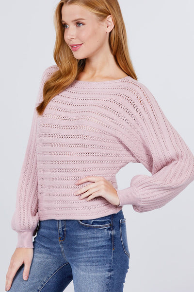 Dolman Sleeve Boat Neck Sweater - Deals Kiosk