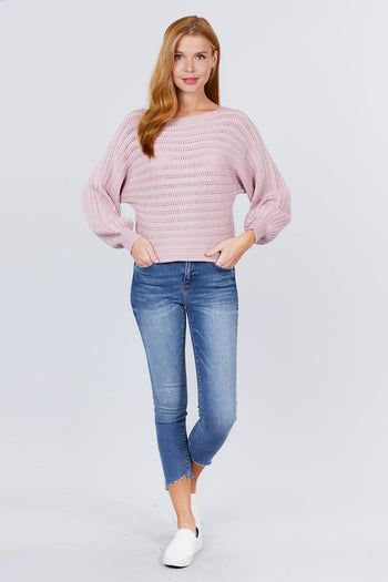 Dolman Sleeve Boat Neck Sweater - Deals Kiosk