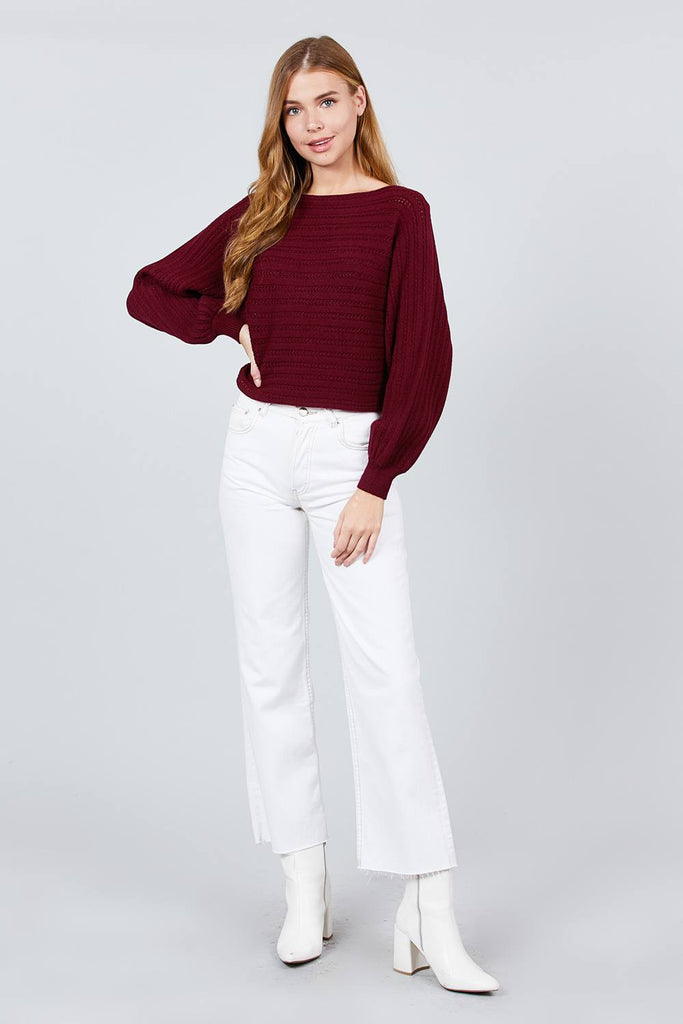 Dolman Sleeve Boat Neck Sweater - Deals Kiosk