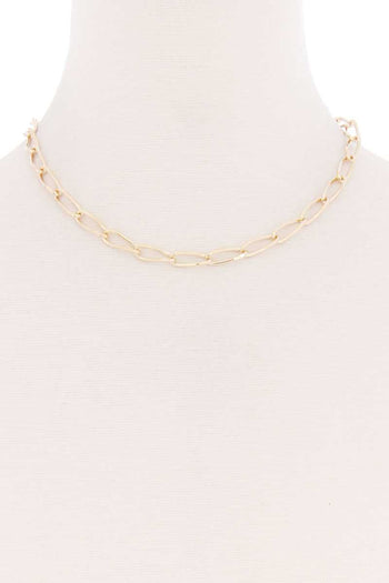 Oval Chain Single Metal Necklace - Deals Kiosk
