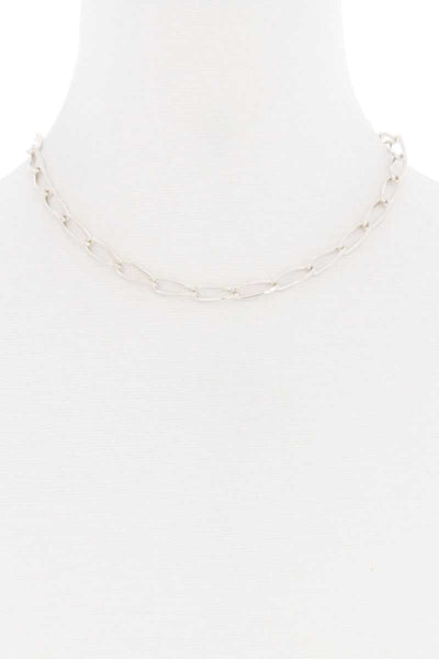 Oval Chain Single Metal Necklace - Deals Kiosk