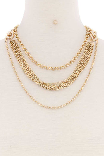 Layered Metal Multi Chain Necklace - Deals Kiosk