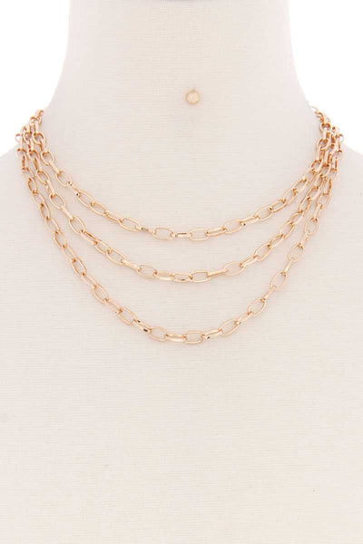 3 Simple Metal Chain Layered Necklace - Deals Kiosk