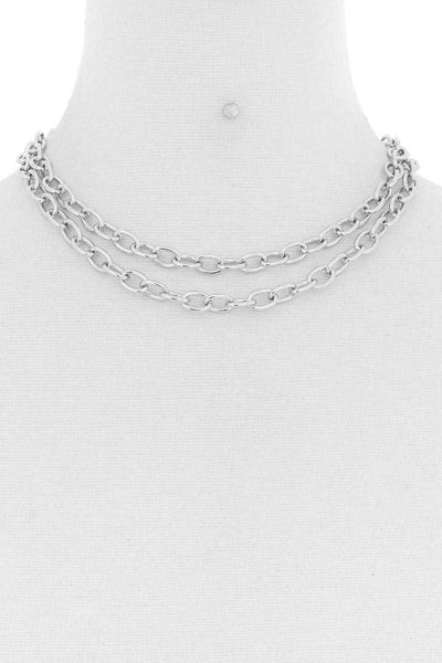 2 Simple Chain Metal Layered Necklace - Deals Kiosk
