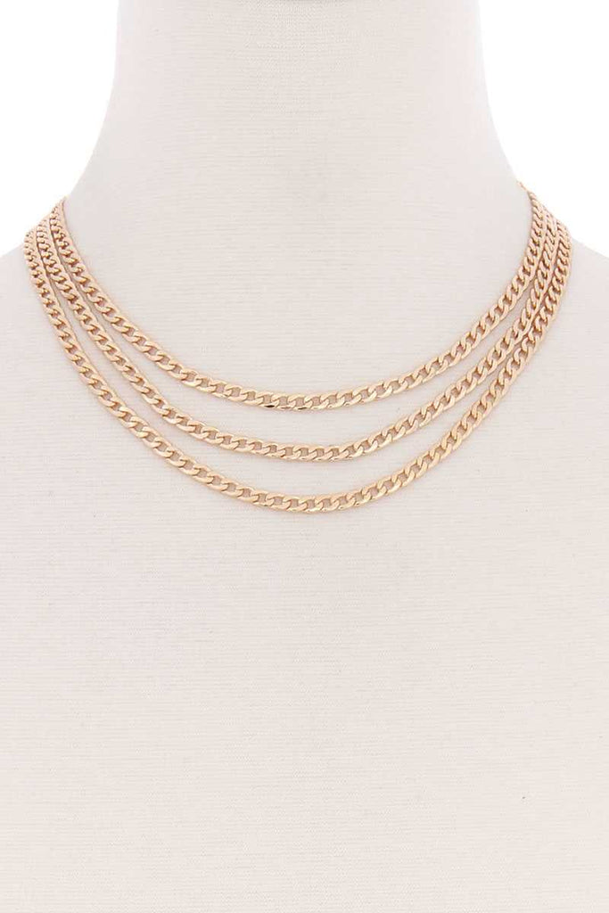 3 Simple Metal Chain Layered Necklace - Deals Kiosk