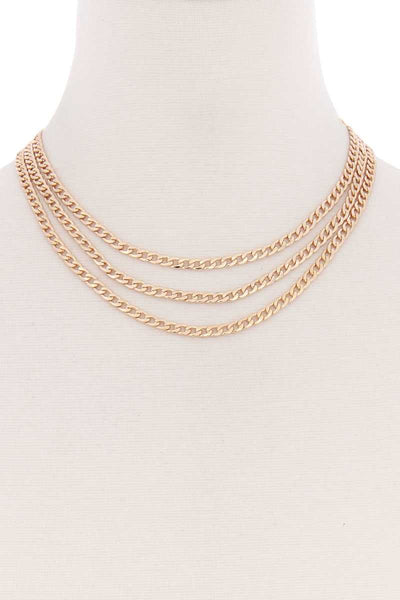 3 Simple Metal Chain Layered Necklace - Deals Kiosk