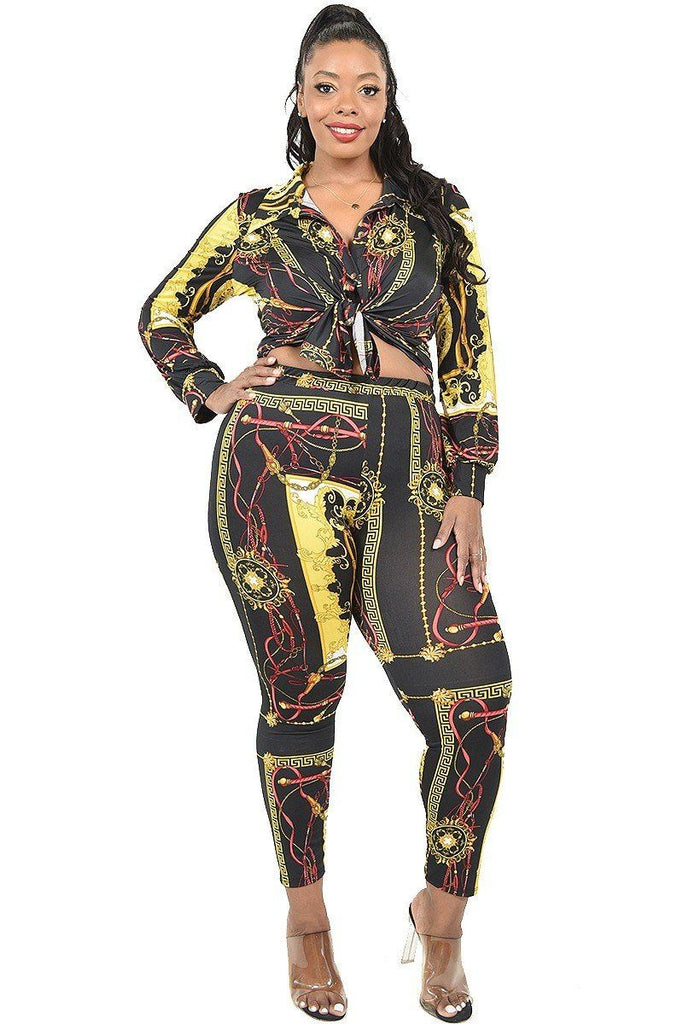 Plus Pattern Printed 2 Piece Legging Set - Deals Kiosk