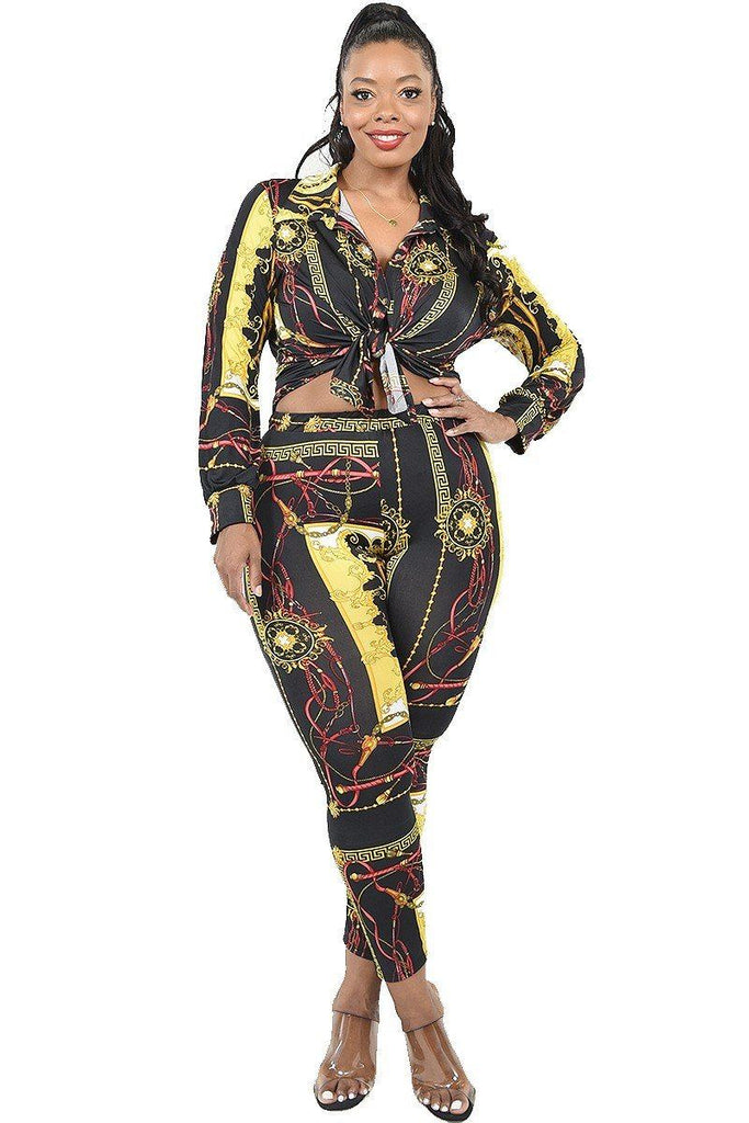 Plus Pattern Printed 2 Piece Legging Set - Deals Kiosk