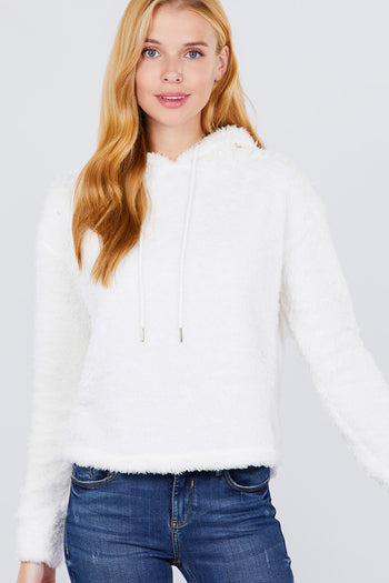 Faux Fur Fluffy Hoodie Top - Deals Kiosk