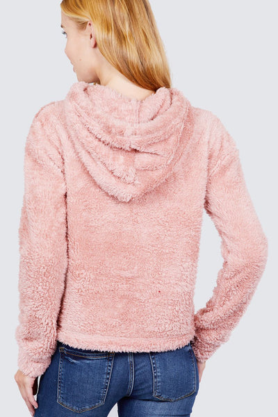 Faux Fur Fluffy Hoodie Top - Deals Kiosk
