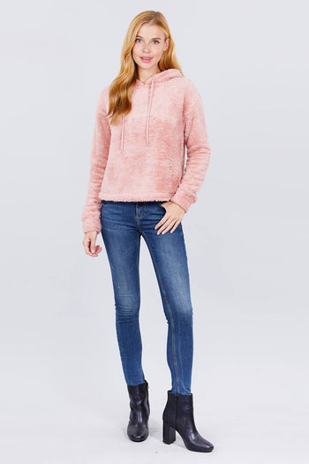 Faux Fur Fluffy Hoodie Top - Deals Kiosk