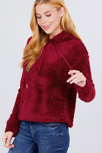 Faux Fur Fluffy Hoodie Top - Deals Kiosk