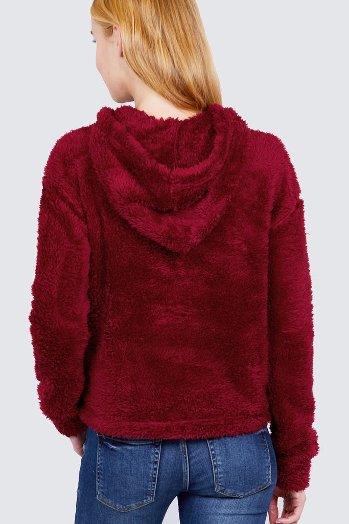 Faux Fur Fluffy Hoodie Top - Deals Kiosk