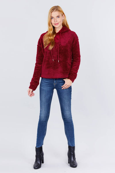 Faux Fur Fluffy Hoodie Top - Deals Kiosk