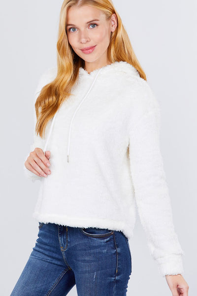 Faux Fur Fluffy Hoodie Top - Deals Kiosk