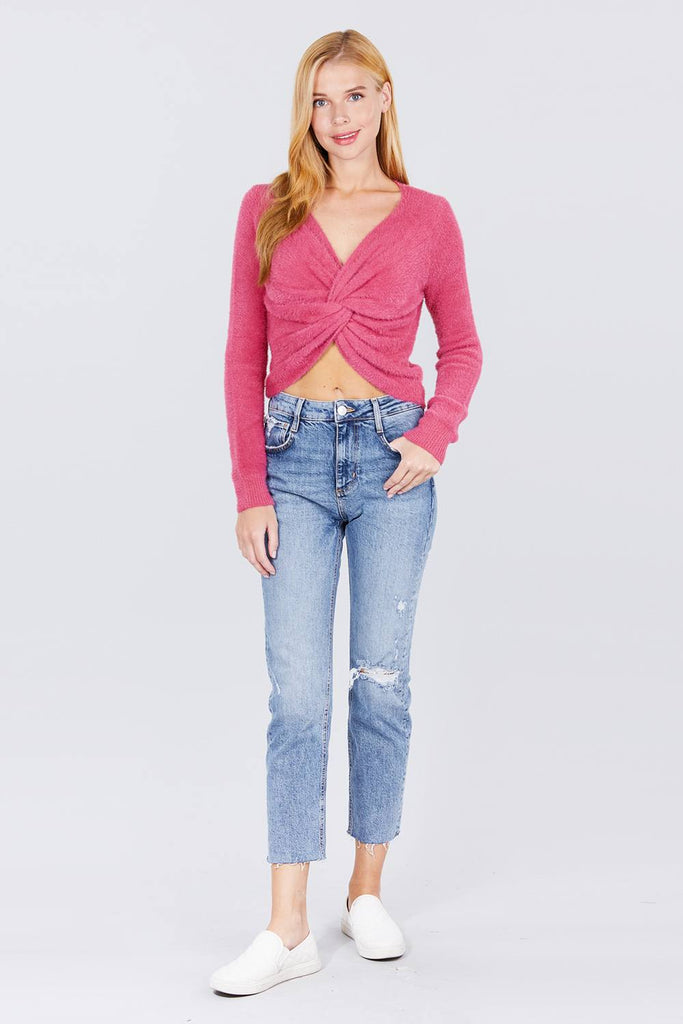 Front Twisted Knot Cozy Sweater - Deals Kiosk