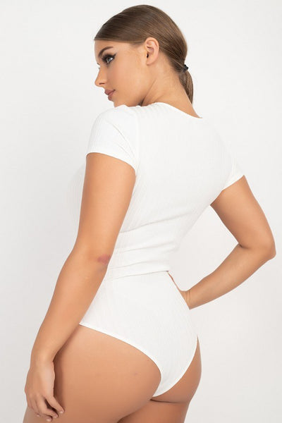 Button V-neck Bodysuit - Deals Kiosk