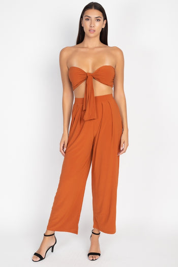 Front Tie Top & Pants Set - Deals Kiosk