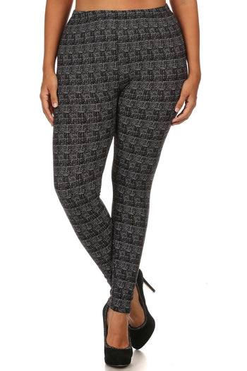 Knit, Pattern Print, Full Length Leggings With Elastic Waist - Deals Kiosk