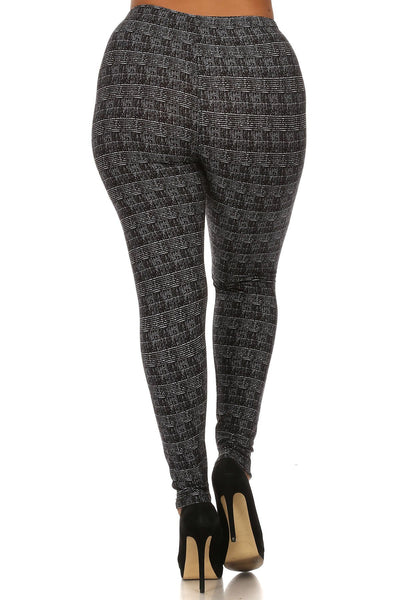 Knit, Pattern Print, Full Length Leggings With Elastic Waist - Deals Kiosk