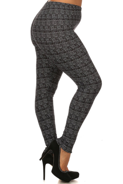 Knit, Pattern Print, Full Length Leggings With Elastic Waist - Deals Kiosk