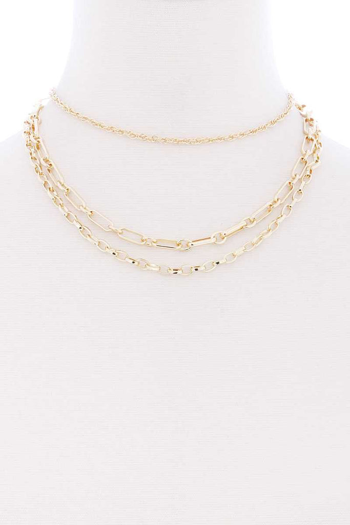 3 Layered Metal Chain Necklace - Deals Kiosk