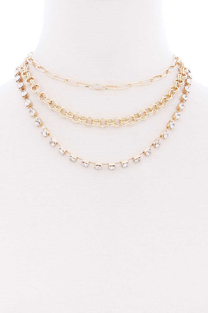 3 Layered Multi Metal Chain Necklace - Deals Kiosk