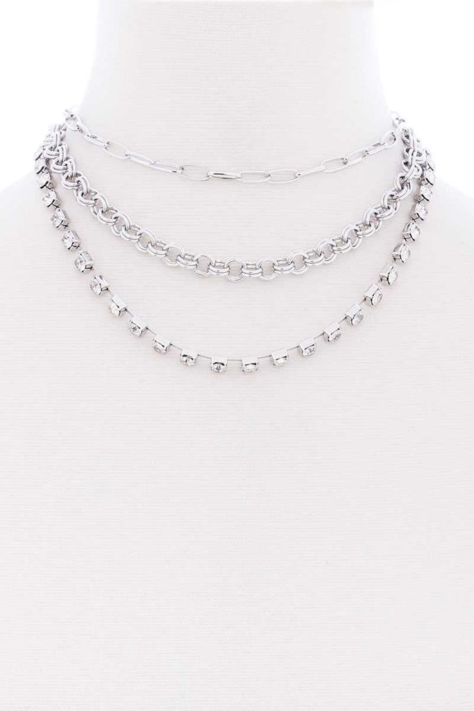 3 Layered Multi Metal Chain Necklace - Deals Kiosk