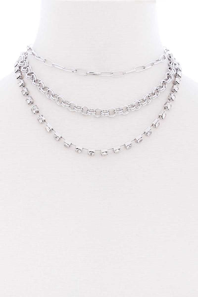 3 Layered Multi Metal Chain Necklace - Deals Kiosk