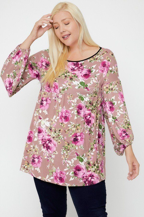 Floral, Bubble Sleeve Tunic - Deals Kiosk