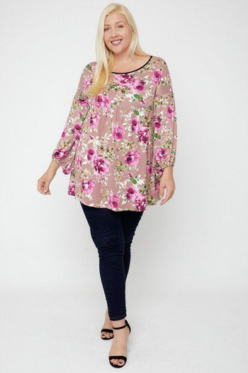 Floral, Bubble Sleeve Tunic - Deals Kiosk