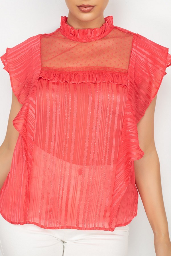 Short Sleeve Ruffle Shadow Top - Deals Kiosk