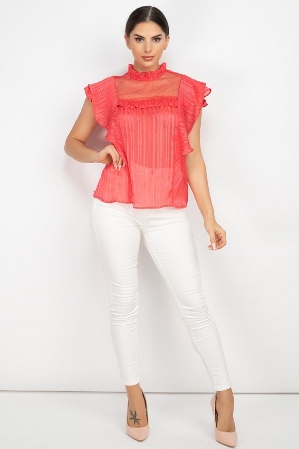 Short Sleeve Ruffle Shadow Top - Deals Kiosk