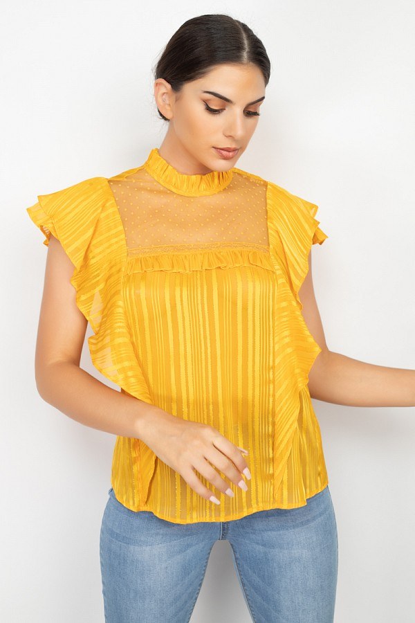 Short Sleeve Ruffle Shadow Top - Deals Kiosk