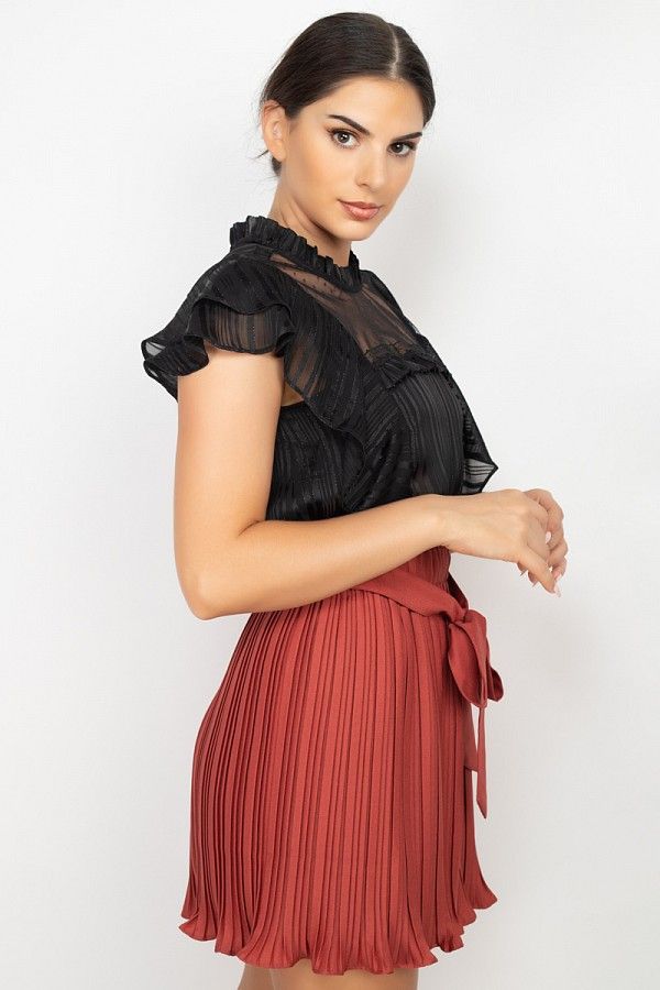 Short Sleeve Ruffle Shadow Top - Deals Kiosk