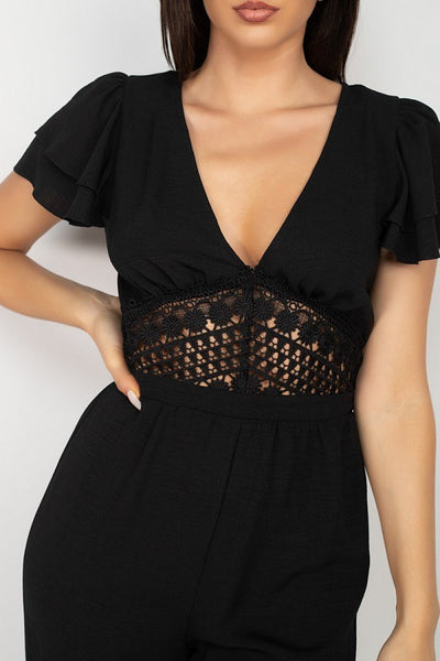 V-neck Lace Jumpsuit - Deals Kiosk